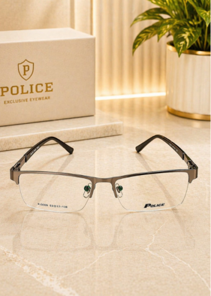 POLICE Premium Rimless Metal Eyeglasses – Ultra Slim Rectangular Frame with Lightweight Comfort & Elegant Designer Finish