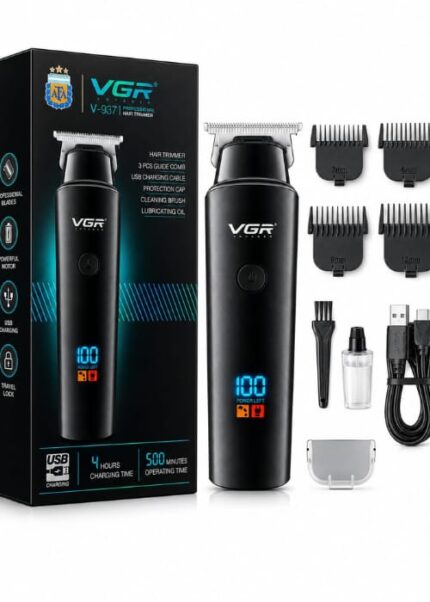 VGR V-937 Professional Cordless Hair Trimmer LED Display, USB Charging & 4 Hours Charging Time 500 Minutes Backup with Guide Comb Set