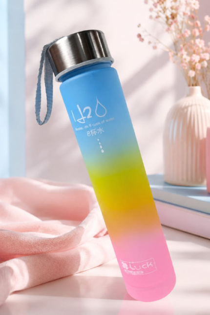 Gradient Colorful Hydration Water Bottle – Water Tracker, Easy to Carry"-250ml