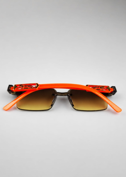 Neon Edge Slim Sunglasses – Trendy Orange Frame Street Style